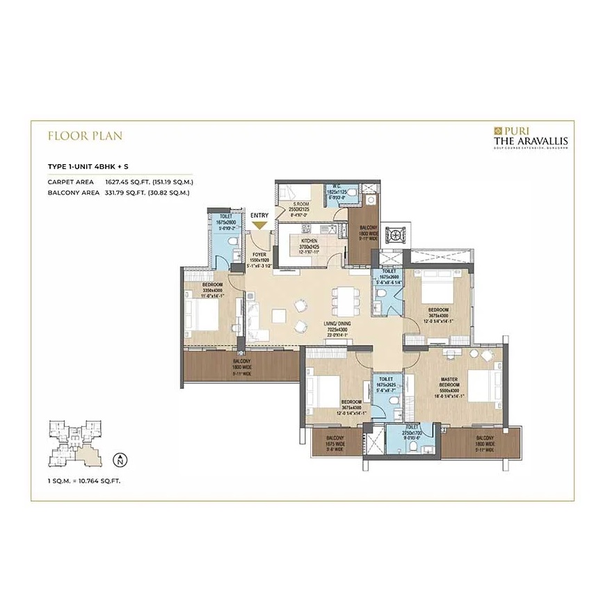 4 BHK Residence Floor Plan
